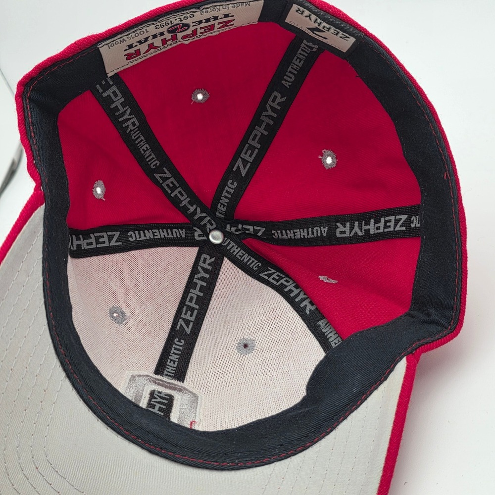 Zephyr Ohio State Buckeyes Fitted Hat Size 7 Red 100% Wool Embroidered NCAA Cap - Picture 10 of 13